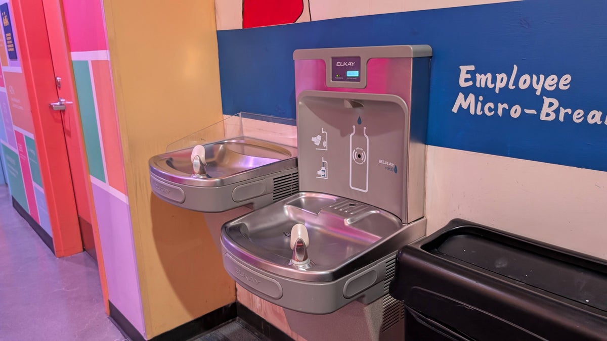 Meow Wolf Las Vegas Omega Mart break room water fountains