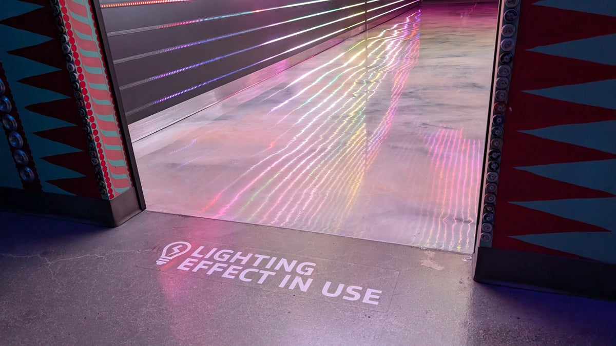 Meow Wolf Las Vegas Omega Mart lighting effect warning