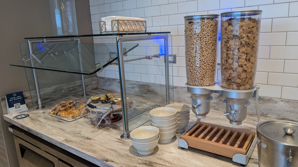 ONT Terminal 2 Aspire Lounge food and beverage cereal and pastries