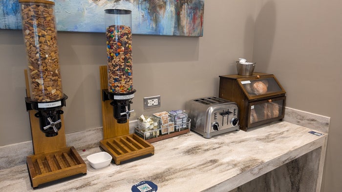 ONT Terminal 2 Aspire Lounge food and beverage trail mix and toaster