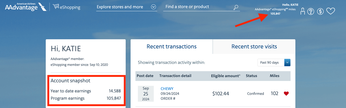 Over 100000 miles through American Airlines shopping