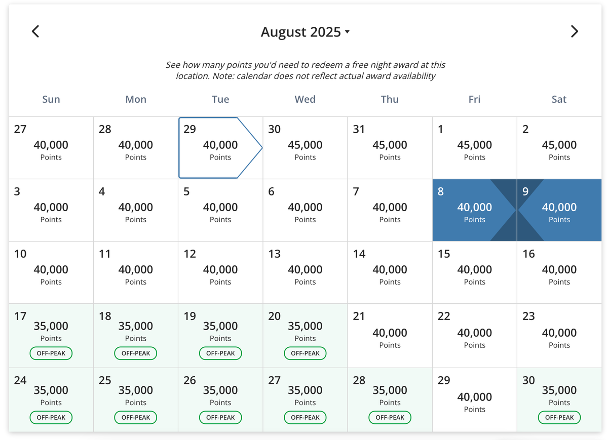 Park Hyatt Los Cabos points rates