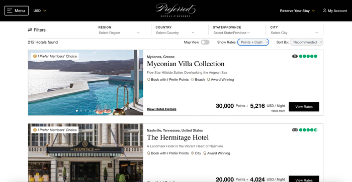 Preferred Hotels Points Plus Cash Results Preferred Hotels Points Plus Cash Results
