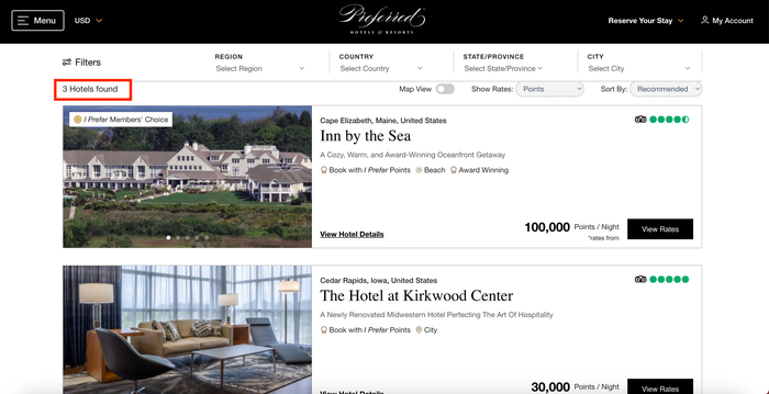 Preferred Hotels Points Results Preferred Hotels Points Results