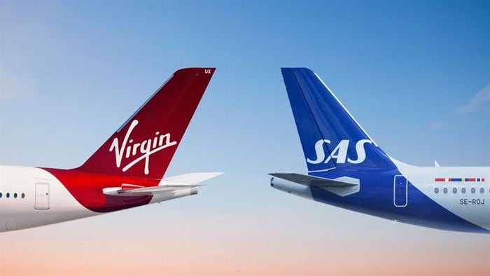 SAS and Virgin Atlantic plane tails
