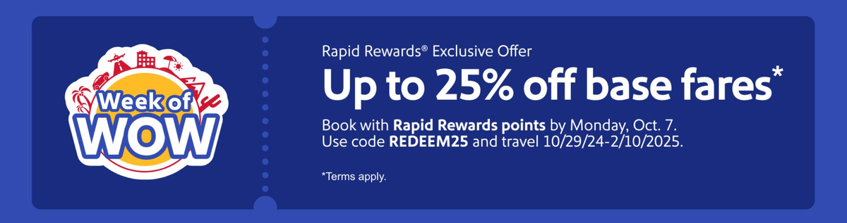 Southwest award fare sale October 2024