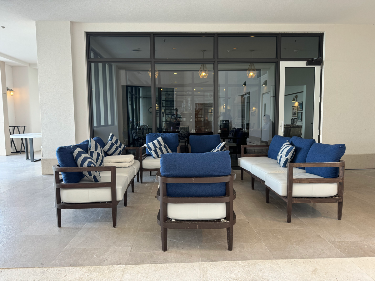 St Regis Bermuda Lina Restaurant exterior couches