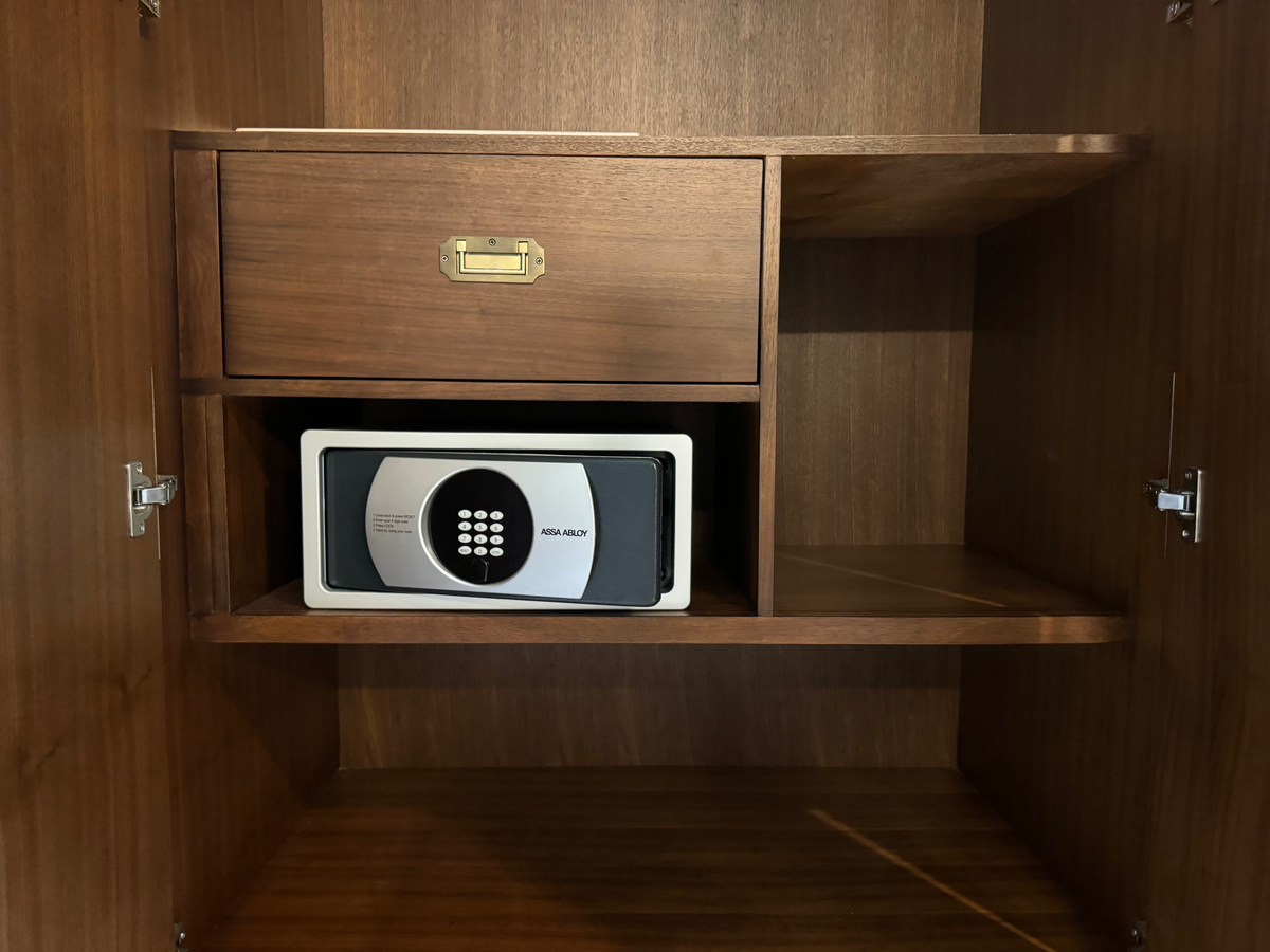 St Regis Bermuda bathroom closet safe shelves