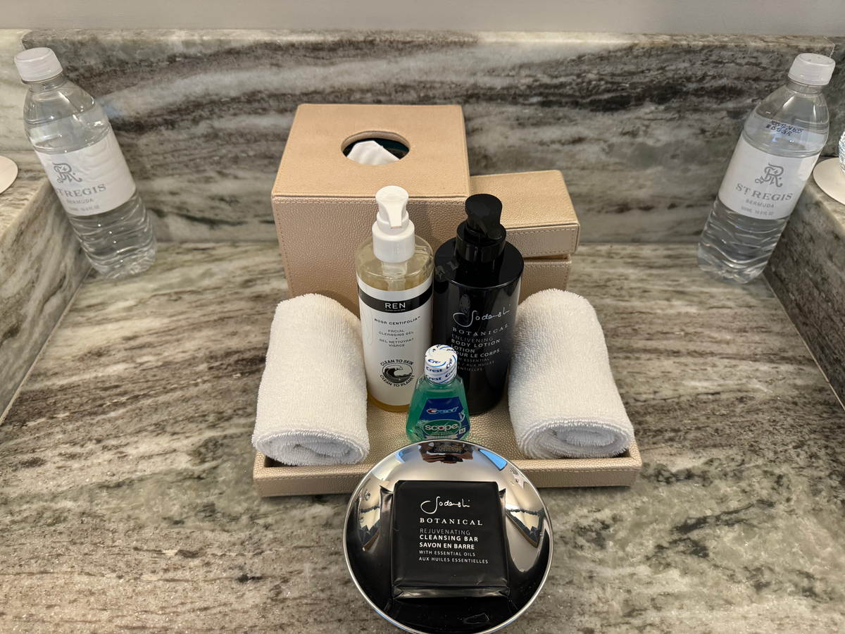 St Regis Bermuda bathroom counter middle amenities