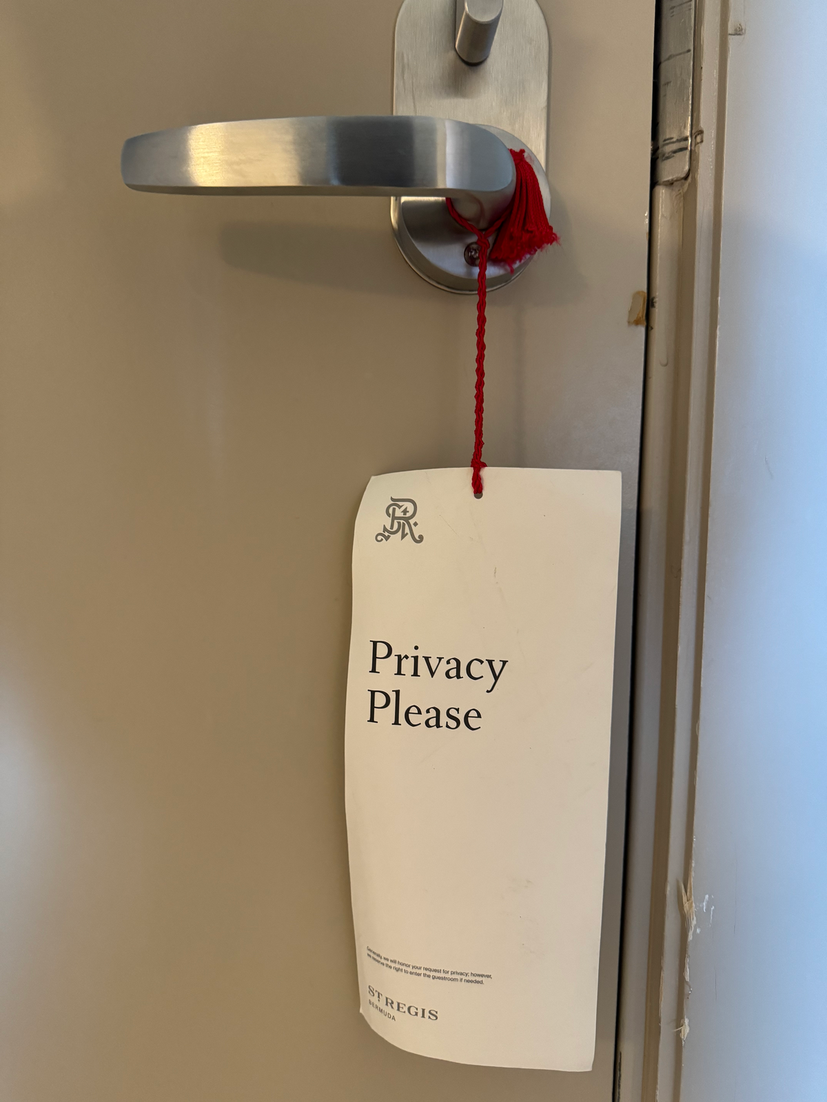 St Regis Bermuda do not disturb sign