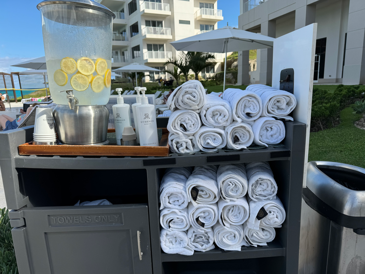 St Regis Bermuda pool towel stand