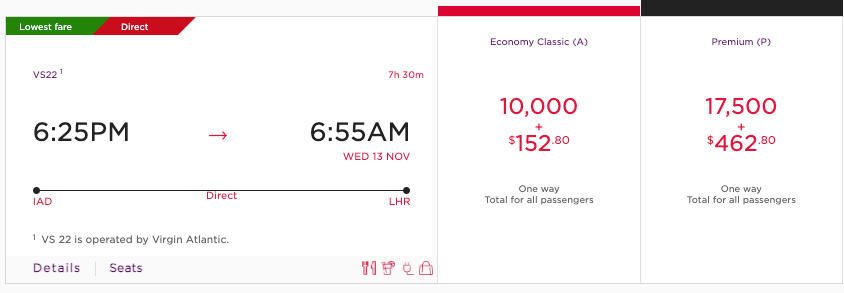 Virgin Atlantic Y vs Premium Y