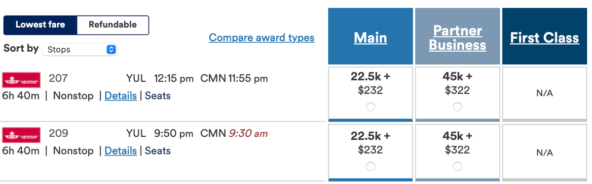 YUL MCT award rate