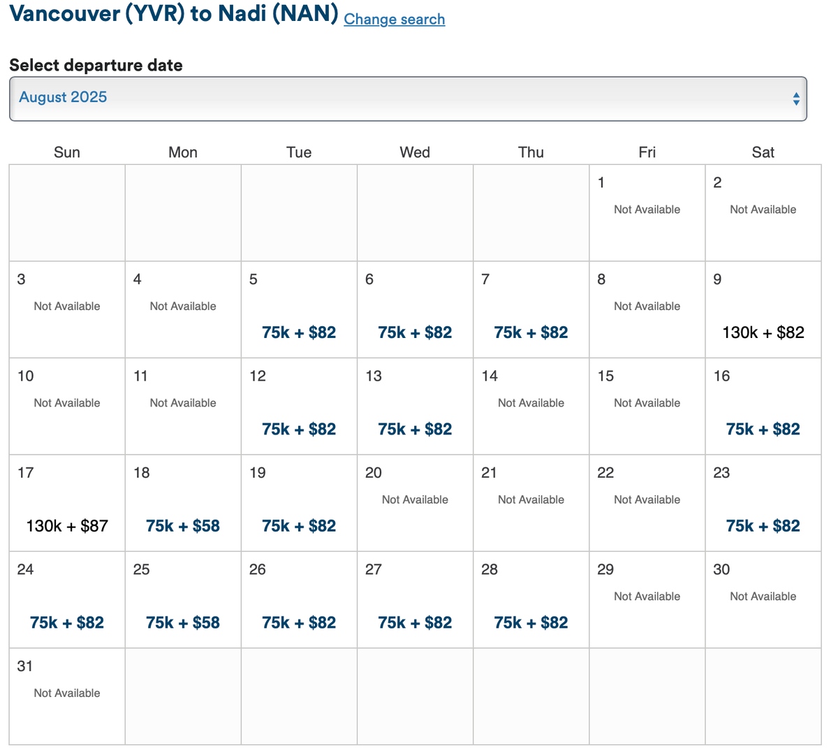 YVR NAN Alaska award calendar