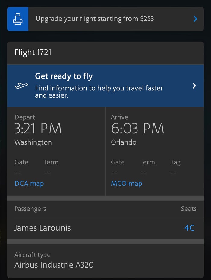 American Airlines upsell