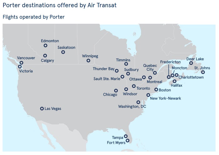 Air Transat Porter Route Map Air Transat Porter Route Map