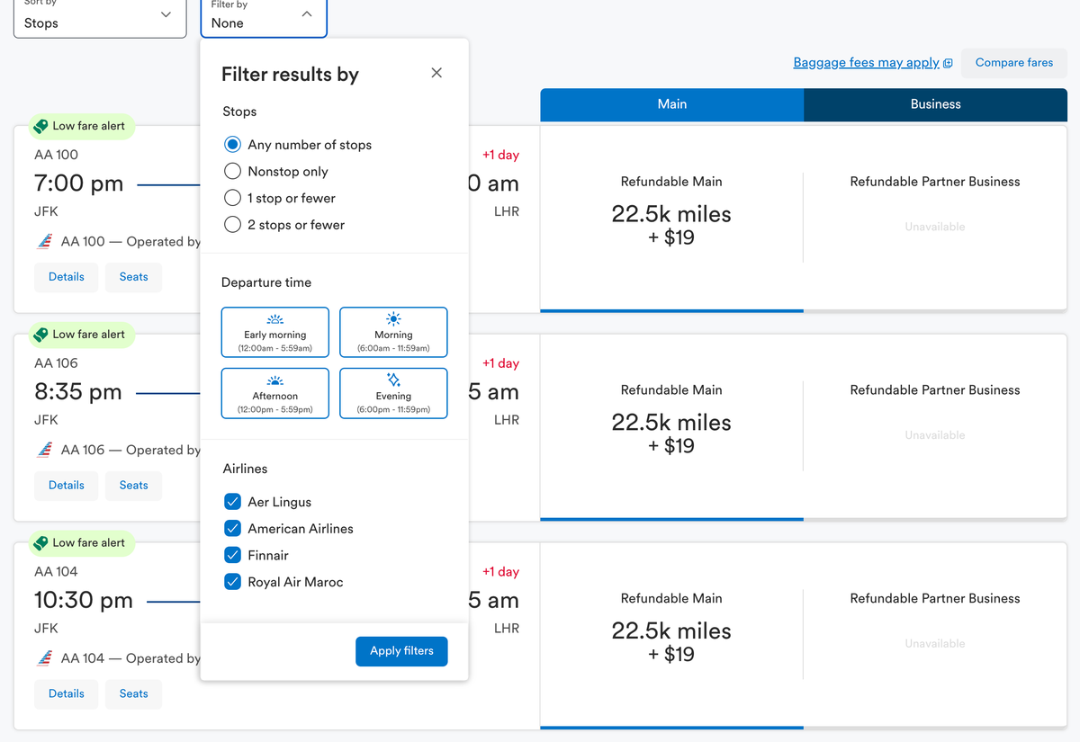 Alaska award search NYC LON without BA results