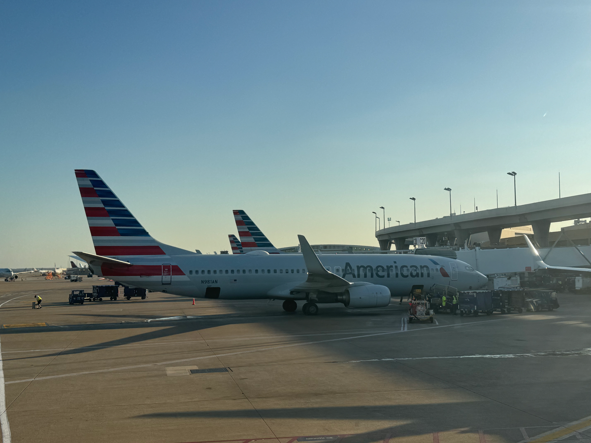 American Airlines plane at DFW gates