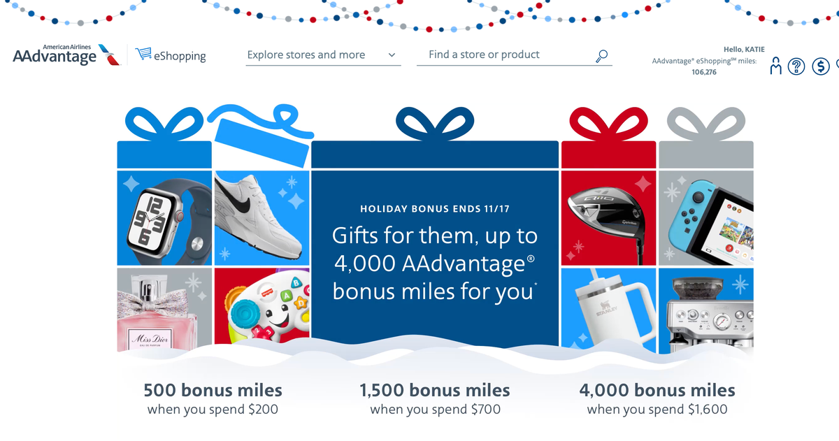 American Airlines shopping portal bonus November 2024