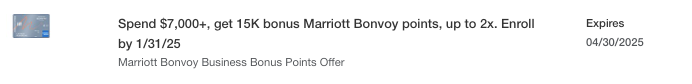 Amex Offer 15k bonus points Marriott Business Amex card