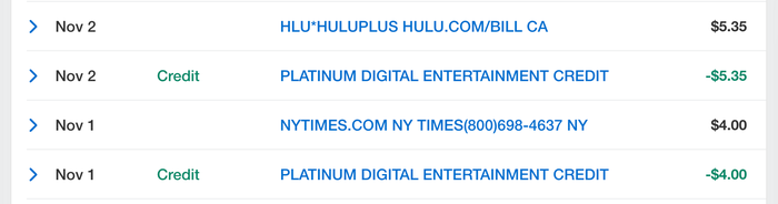 Amex Platinum Digital Entertainment Credit