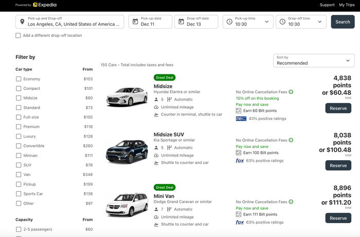 Bilt Travel Rental Car Options Bilt Travel Rental Car Options