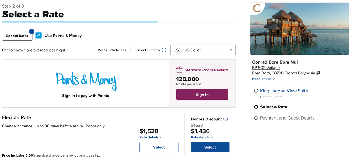 Conrad Bora Bora award rate