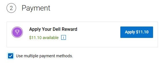 Dell checkout use multiple payment methods