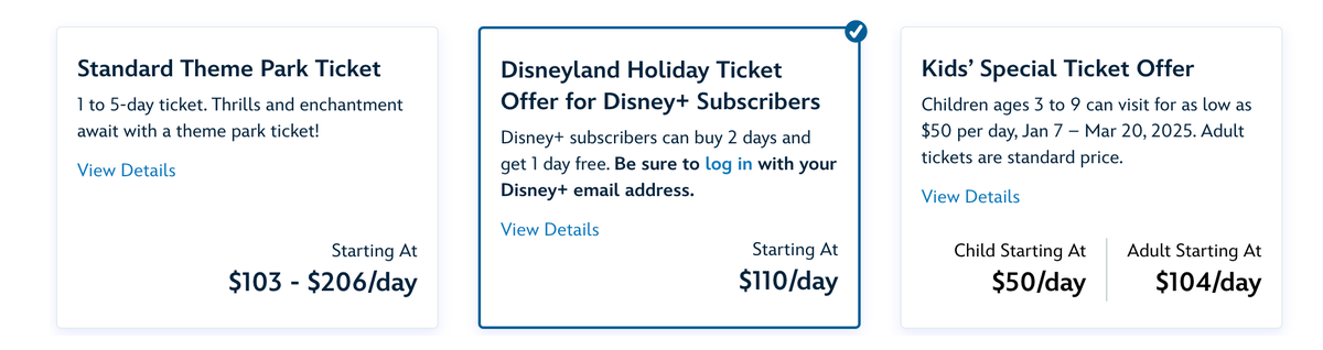 Disneyland Theme Park Tickets Holiday Offer