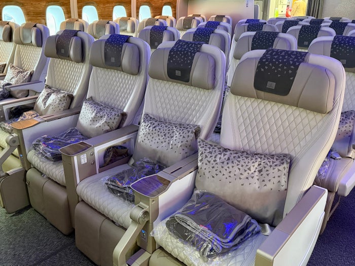 Emirates Premium Economy seats on the Airbus A380 Emirates Premium Economy seats on the Airbus A380