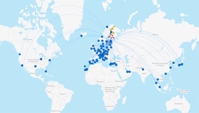 Finnair route map Finnair route map