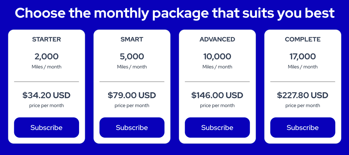 Flying Blue Subscribe to Miles pricing