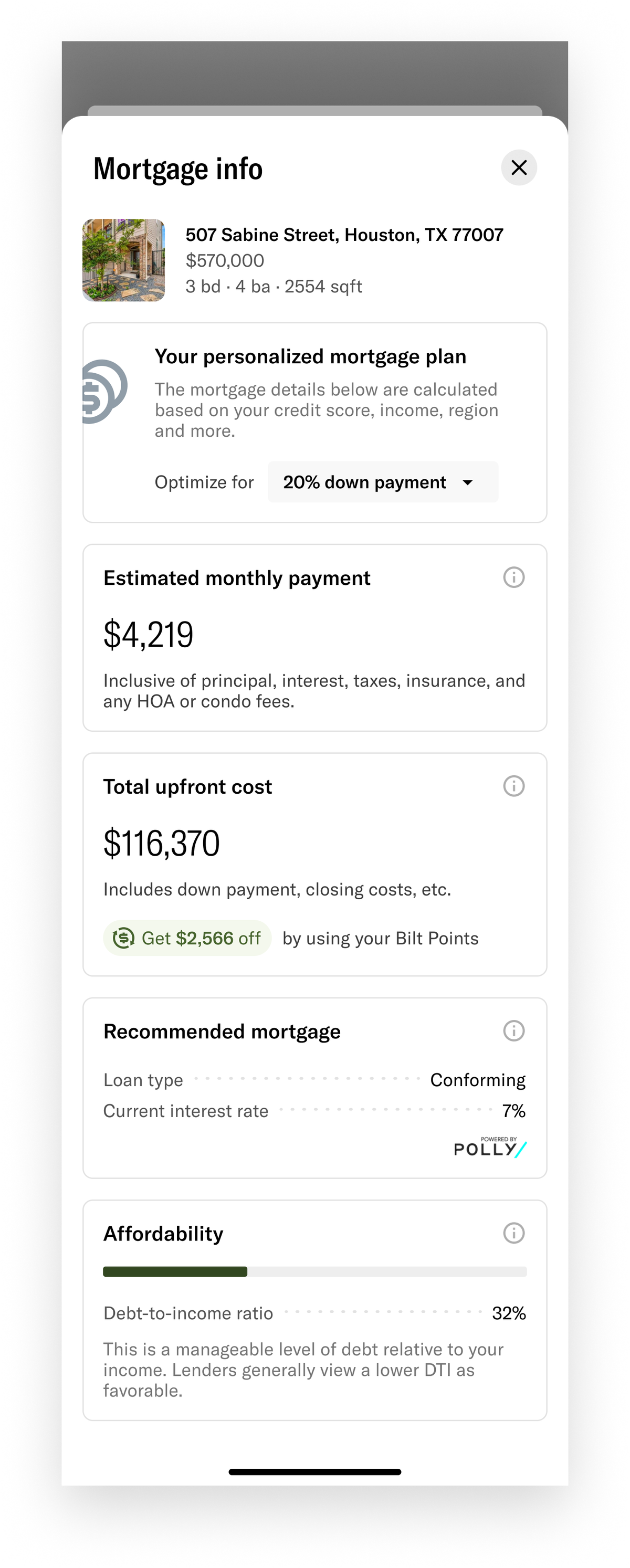 Bilt Rewards buying a home - manageability score