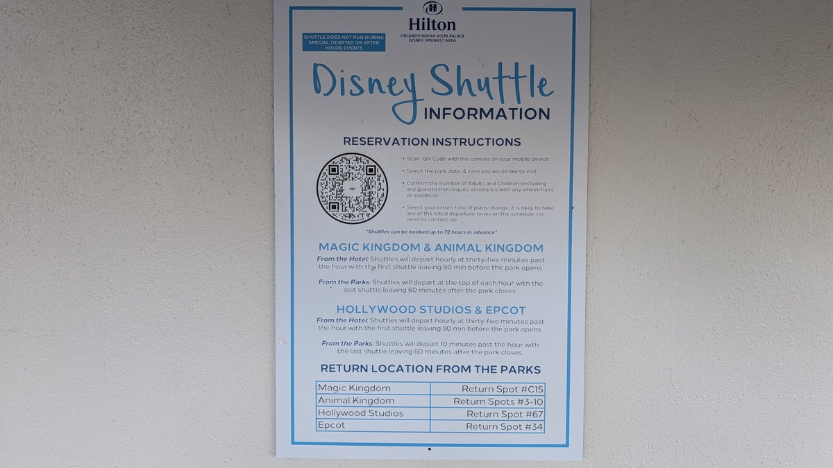 Hilton Buena Vista Palace Orlando amenities Disney World shuttle information