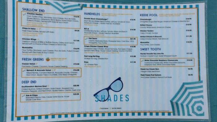 Hilton Buena Vista Palace Orlando dining Shades pool bar menu Hilton Buena Vista Palace Orlando dining Shades pool bar menu