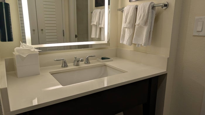 Hilton Buena Vista Palace Orlando guestroom bathroom vanity Hilton Buena Vista Palace Orlando guestroom bathroom vanity