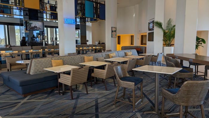 Hilton Buena Vista Palace Orlando lobby bar and seats Hilton Buena Vista Palace Orlando lobby bar and seats