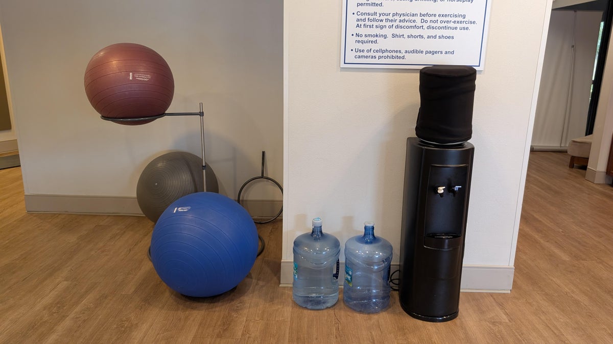 Hilton Orlando Lake Buena Vista amenities fitness center water and balance balls