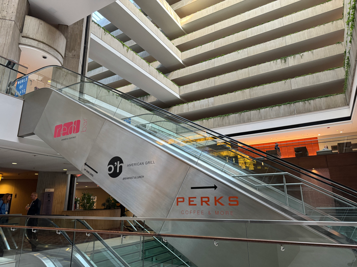 Hyatt Regency OHare Chicago staircase with information