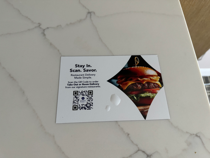 Hyatt Regency Atlanta Deluxe Suite bedroom QR code room service