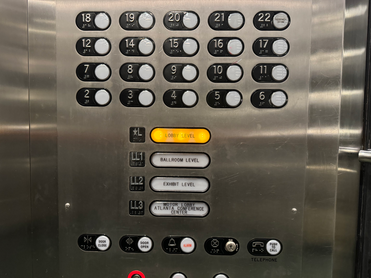 Hyatt Regency Atlanta elevator buttons