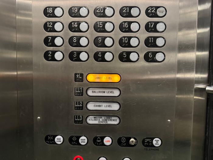 Hyatt Regency Atlanta elevator buttons