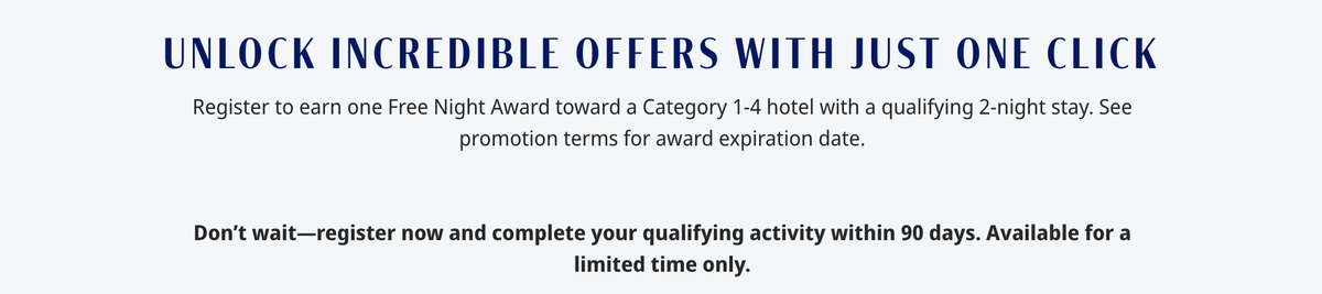 Hyatt Targeted Offer Free Night Award