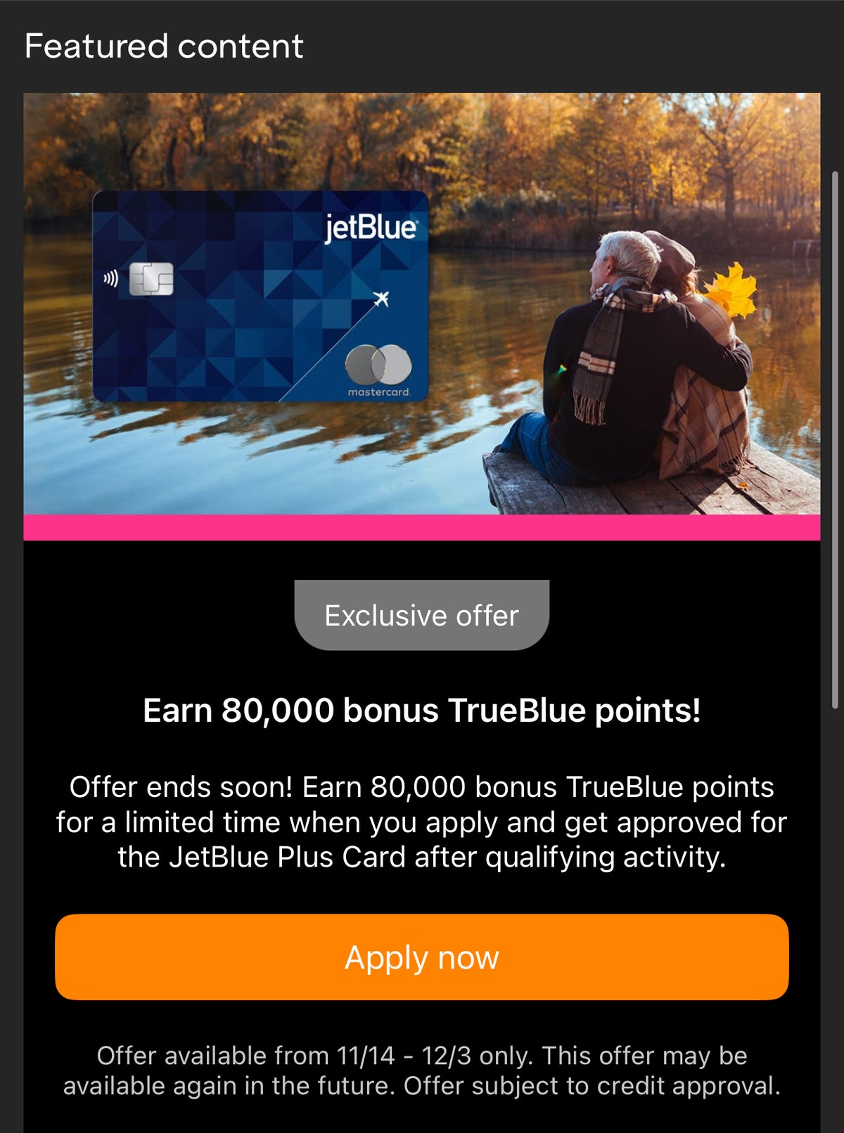 JetBlue 80k App Offer