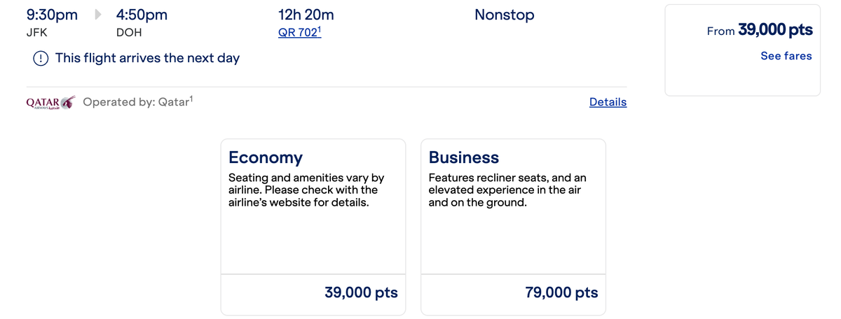 JetBlue Qatar Qsuites Award Availability from Seats.aero