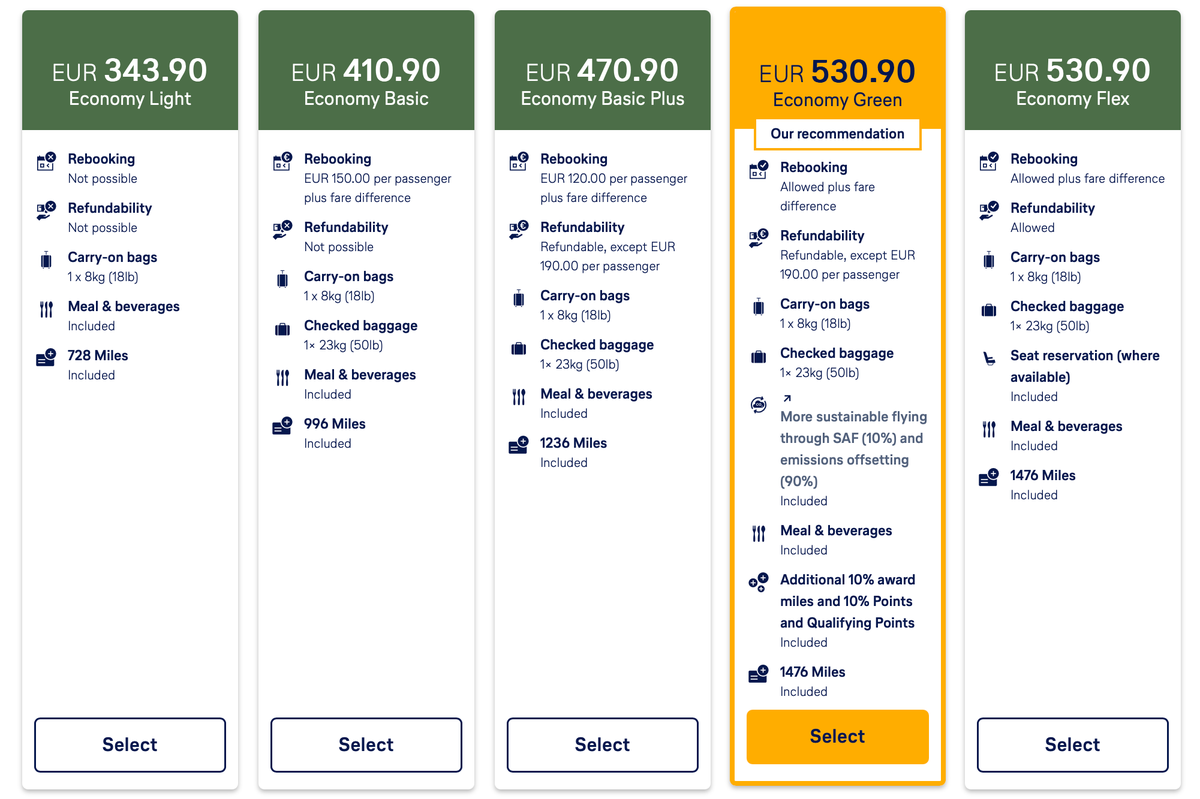 Lufthansa Green Fare From Frankfurt to Miami