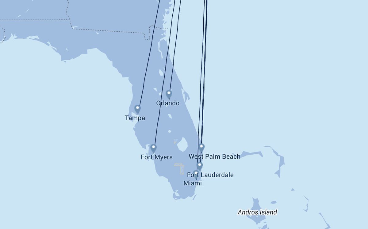 Porter Airlines routes to Florida