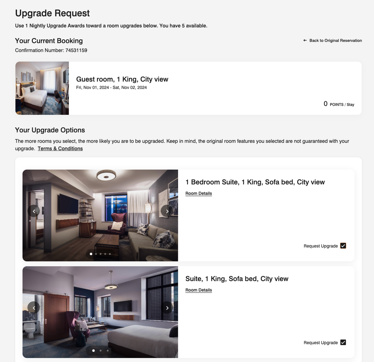 Rand Tower Hotel Minneapolis Nightly Upgrade Award options