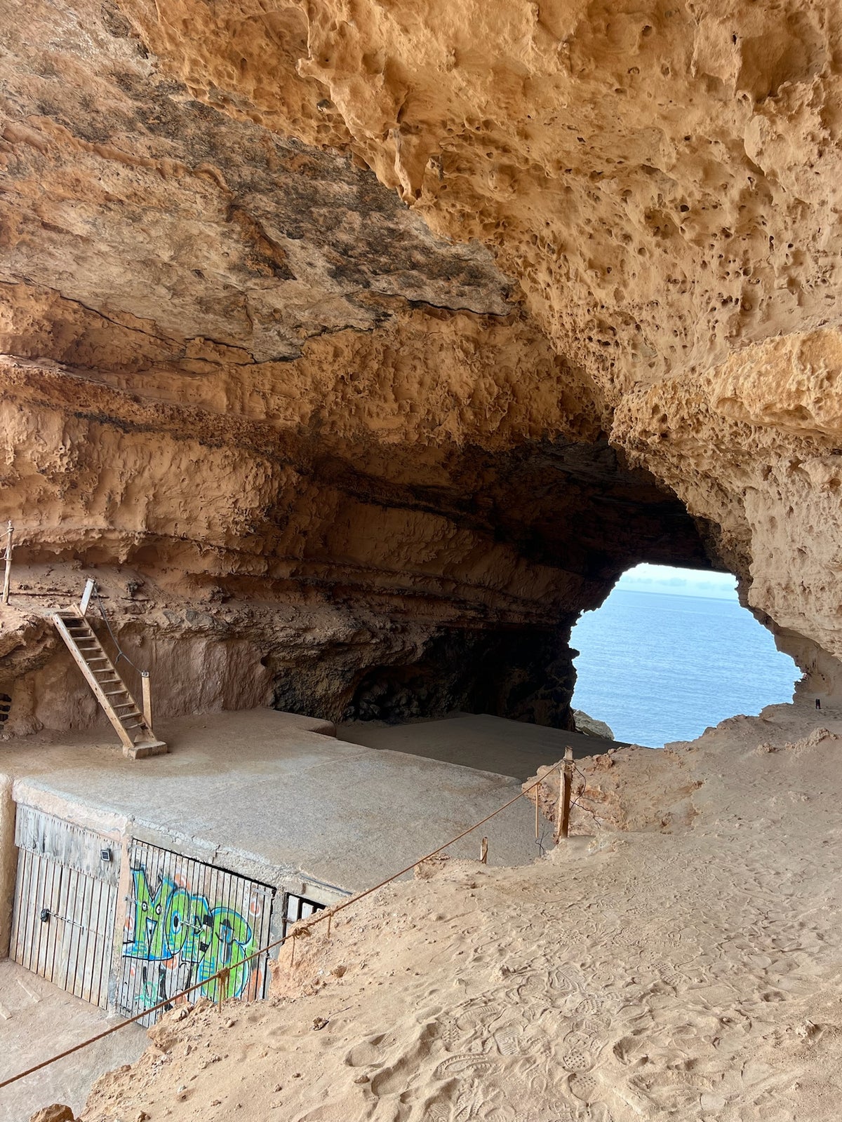 Abandoned cave rave site in Ibiza