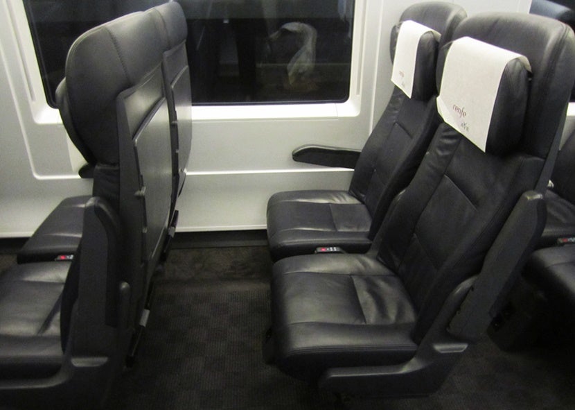 black seats on a train